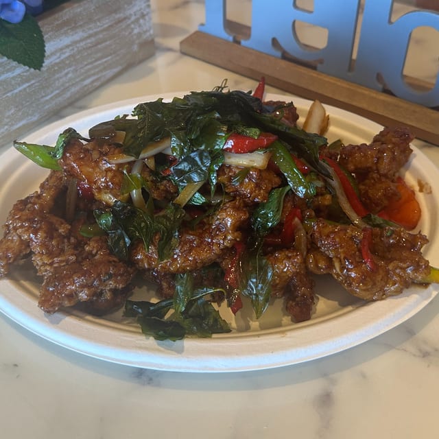 Crispy Basil Chicken.